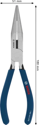 Kìm mũi dài Bosch 180 mm với tay cầm chống trượt.